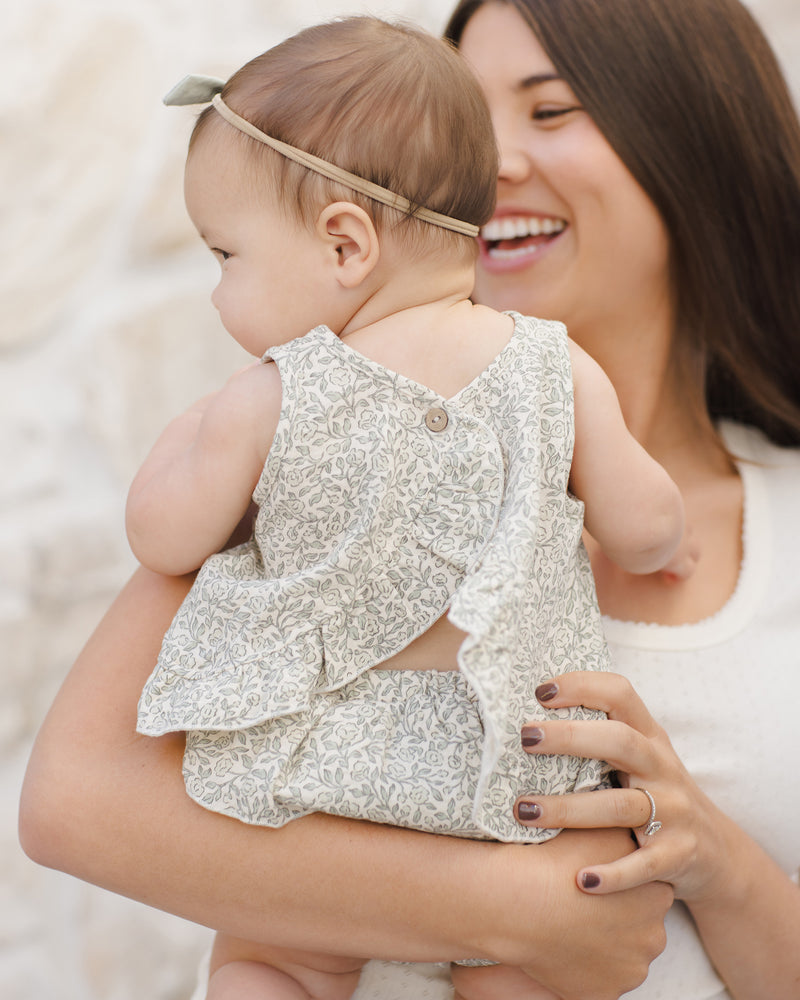 Ruffled Tulip Top + Bloomer Set || Green Garden