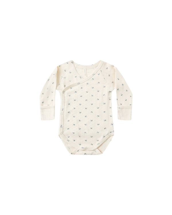 Side Snap Bodysuit || Blue Ditsy, Baby/Toddler Girls Clothing, Quincy Mae - All The Little Bows