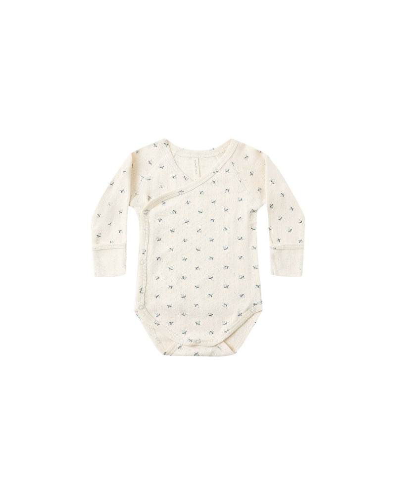 Side Snap Bodysuit || Blue Ditsy, Baby/Toddler Girls Clothing, Quincy Mae - All The Little Bows