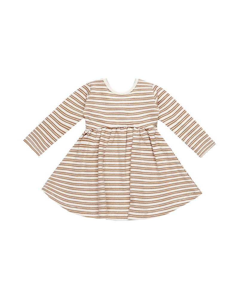 Ribbed Long Sleeve Dress || Golden Stripe