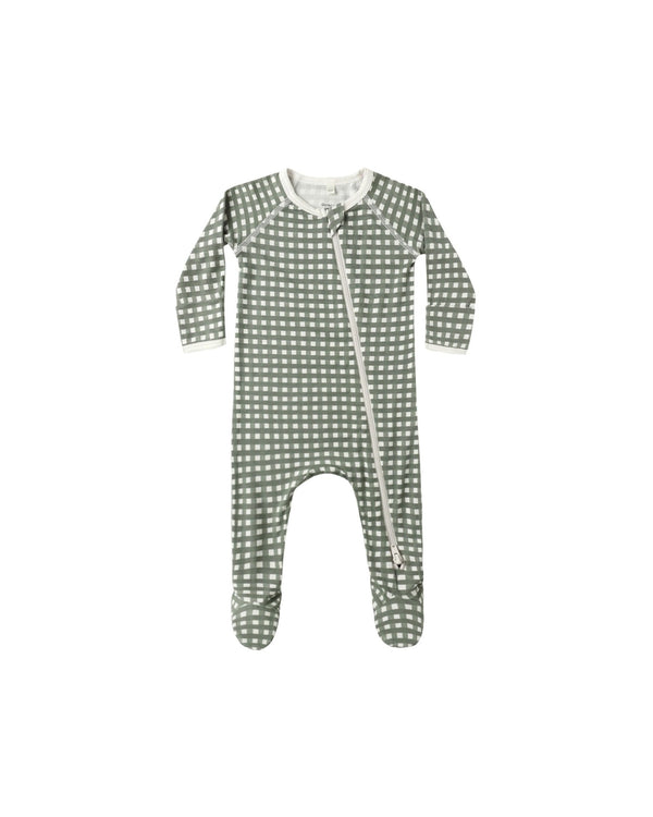 Bamboo Zip Footie || Forest Check, Baby Pajamas, Quincy Mae - All The Little Bows