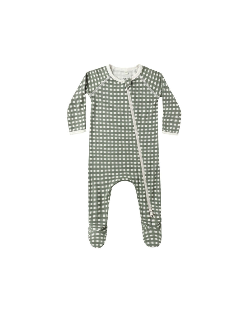 Bamboo Zip Footie || Forest Check, Baby Pajamas, Quincy Mae - All The Little Bows