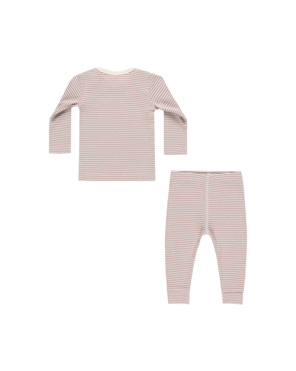 Ribbed Tee & Legging Set || Mauve Stripe