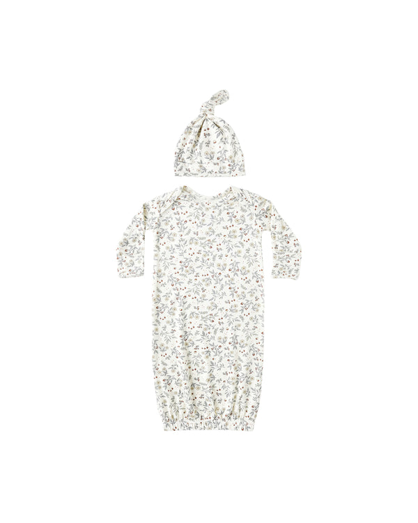 Bamboo Baby Gown + Hat Set || Woodland