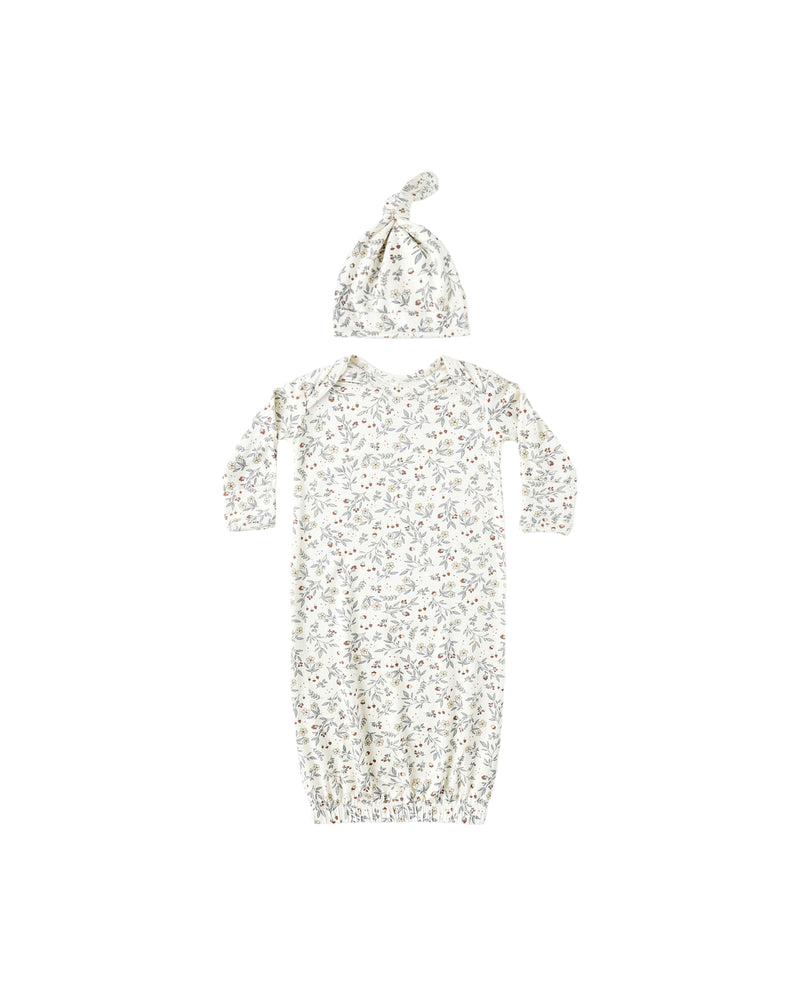 Bamboo Baby Gown + Hat Set || Woodland