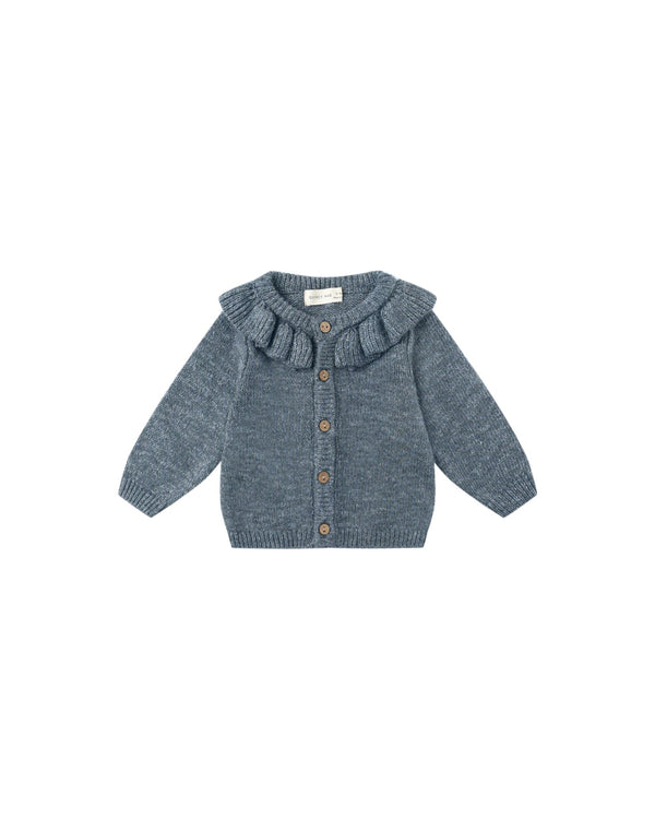 Ruffle Collar Cardigan || Ocean, Baby/Toddler Girls Clothing, Quincy Mae - All The Little Bows