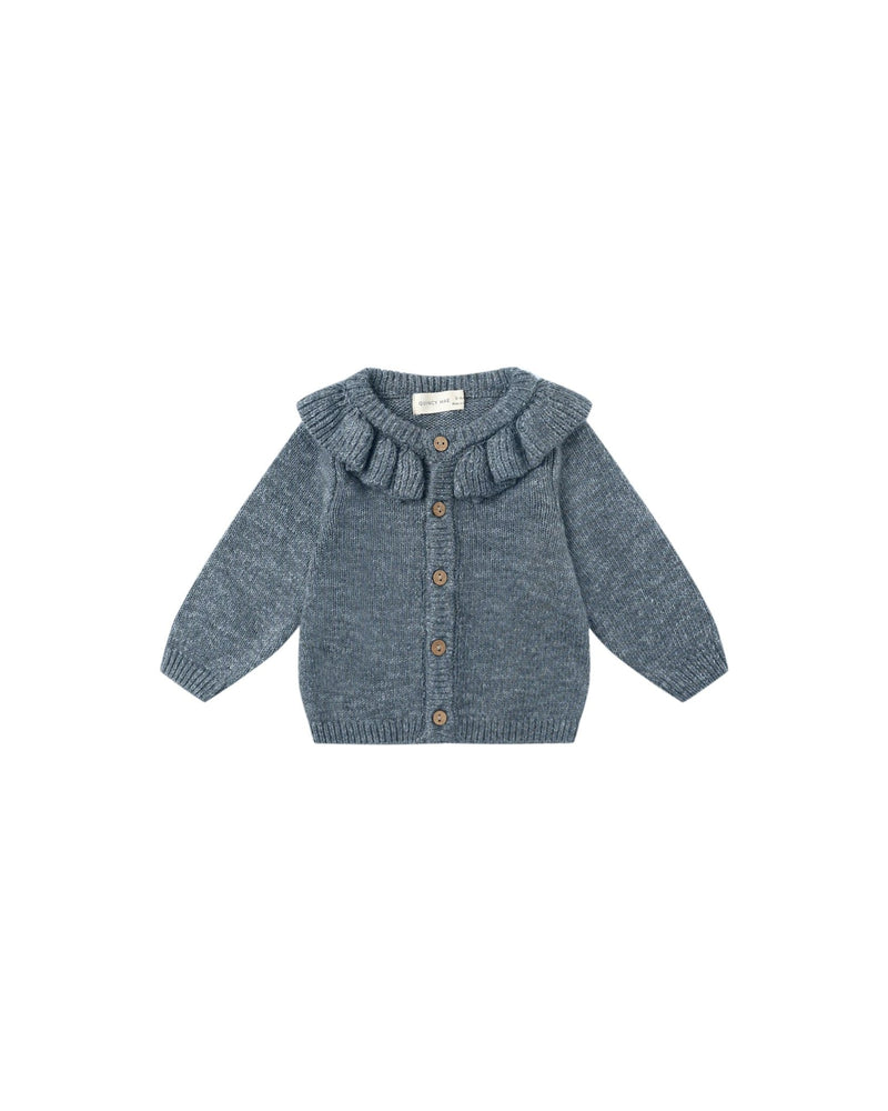 Ruffle Collar Cardigan || Ocean, Baby/Toddler Girls Clothing, Quincy Mae - All The Little Bows