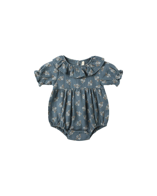 Collared Romper || Blue Floral, Baby/Toddler Girls Clothing, Quincy Mae - All The Little Bows