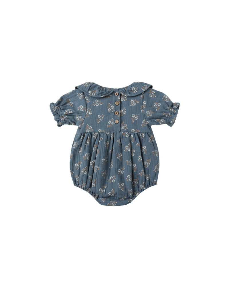 Collared Romper || Blue Floral, Baby/Toddler Girls Clothing, Quincy Mae - All The Little Bows
