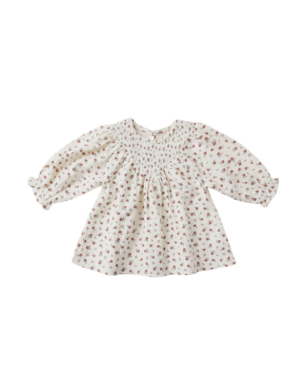 V Smocked Dress || Winter Ditsy, Girls Dress, Quincy Mae - All The Little Bows