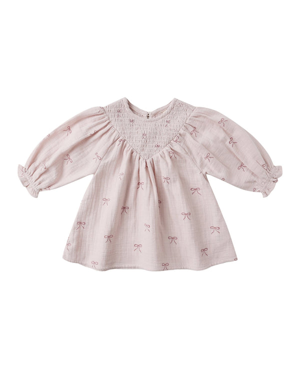 V Smocked Dress || Bows, Baby/Toddler Girls Clothing, Quincy Mae - All The Little Bows