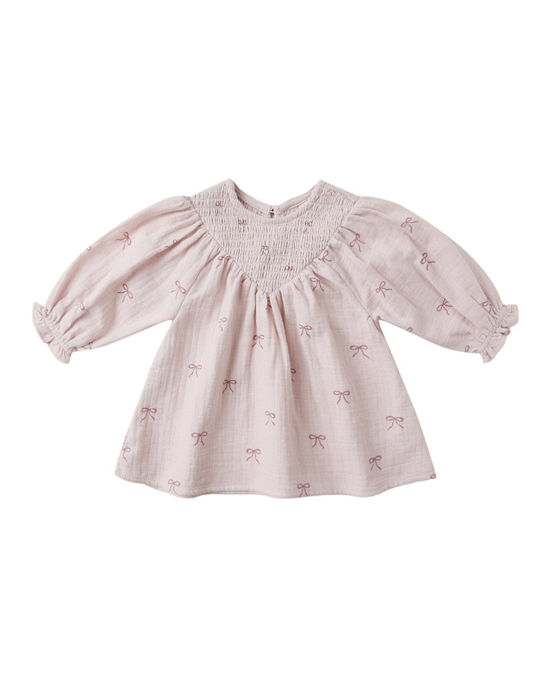 V Smocked Dress || Bows, Baby/Toddler Girls Clothing, Quincy Mae - All The Little Bows