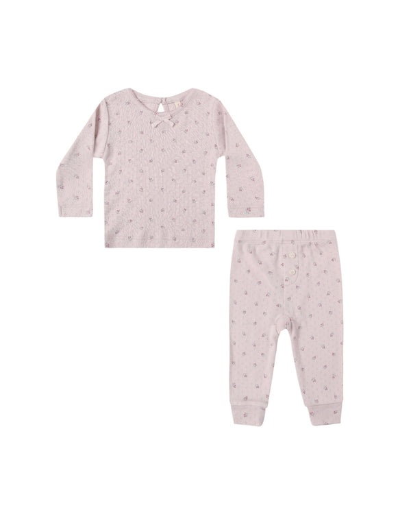 Pointelle Long Sleeve Tee + Legging || Lilac Ditsy, Baby/Toddler Girls Clothing, Quincy Mae - All The Little Bows