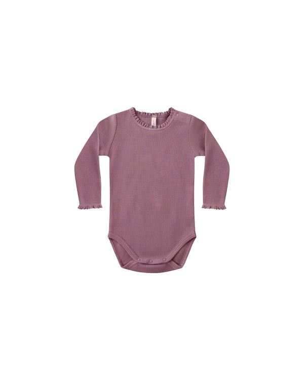 Waffle Long Sleeve Bodysuit || Mulberry, Baby/Toddler Girls Clothing, Quincy Mae - All The Little Bows