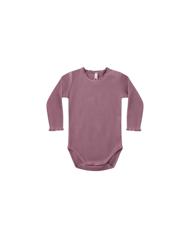 Waffle Long Sleeve Bodysuit || Mulberry, Baby/Toddler Girls Clothing, Quincy Mae - All The Little Bows