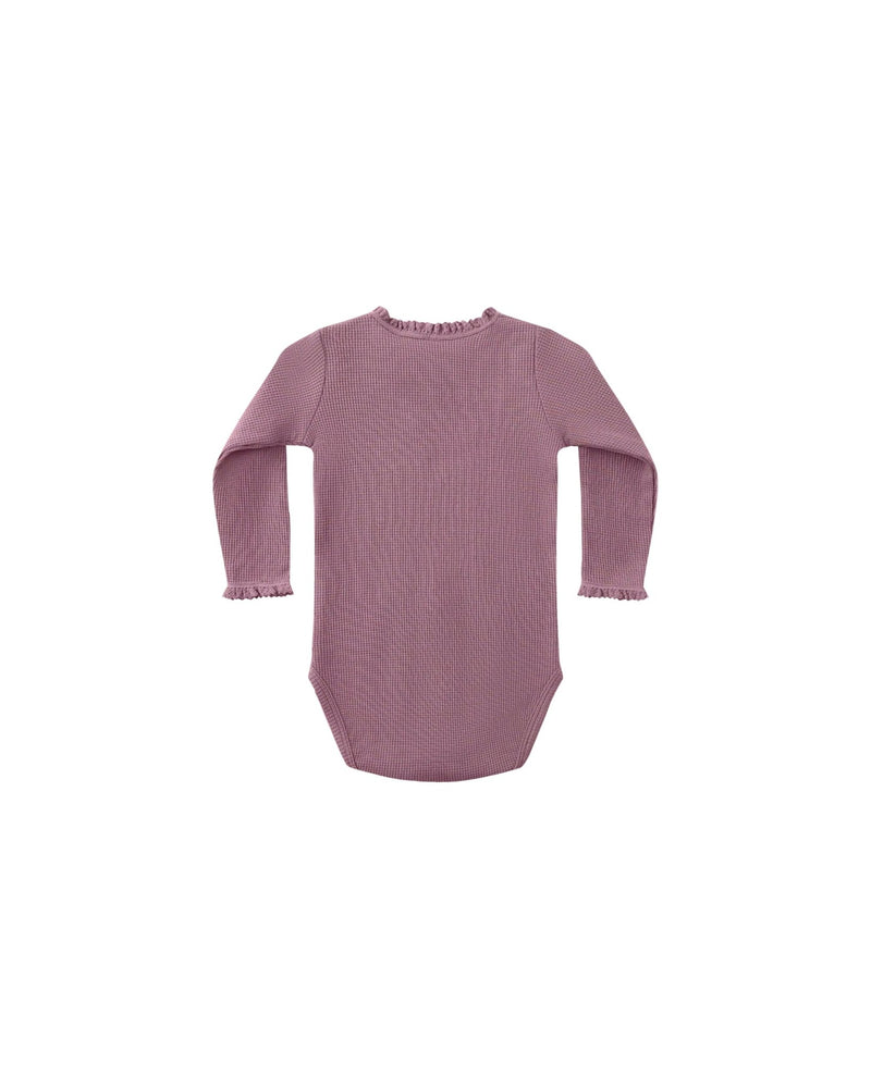 Waffle Long Sleeve Bodysuit || Mulberry, Baby/Toddler Girls Clothing, Quincy Mae - All The Little Bows