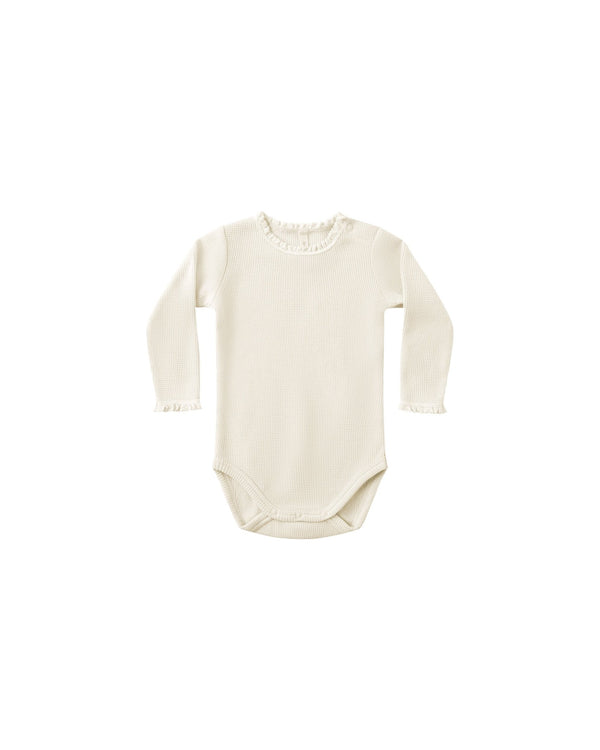 Waffle Long Sleeve Bodysuit || Natural, Baby/Toddler Girls Clothing, Quincy Mae - All The Little Bows