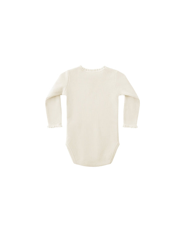 Waffle Long Sleeve Bodysuit || Natural, Baby/Toddler Girls Clothing, Quincy Mae - All The Little Bows