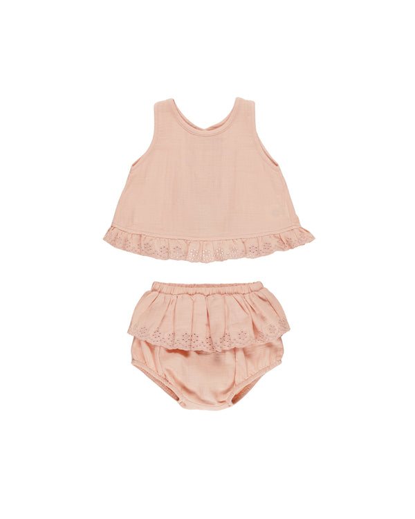 Ruffled Tulip Top + Bloomer Set || Melon