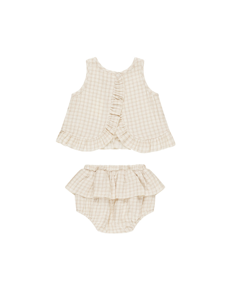 Ruffled Tulip Top + Bloomer Set || Oat Check