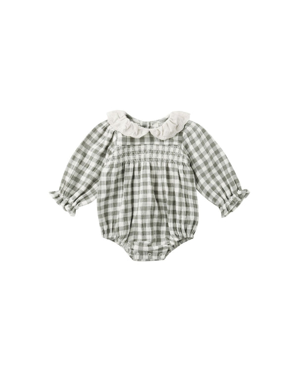 Callie Romper || Forest Check, Baby Girls Romper, Quincy Mae - All The Little Bows