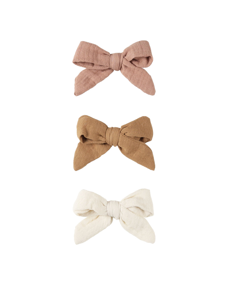 Bow w/ Clip, Set of 3 || Rose, Natural, Golden