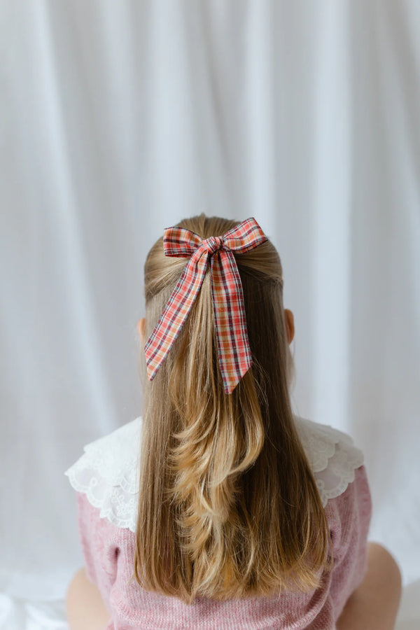 Long Tail Fabric Hair Bow | Crabapple Check