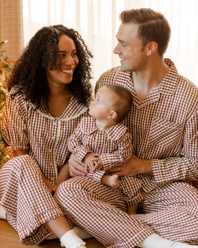 Women's Ruffle Pajamas || Brick Gingham