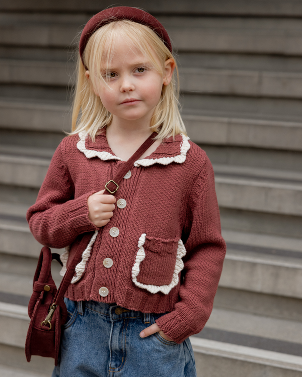 Collared Cardigan || Burgundy