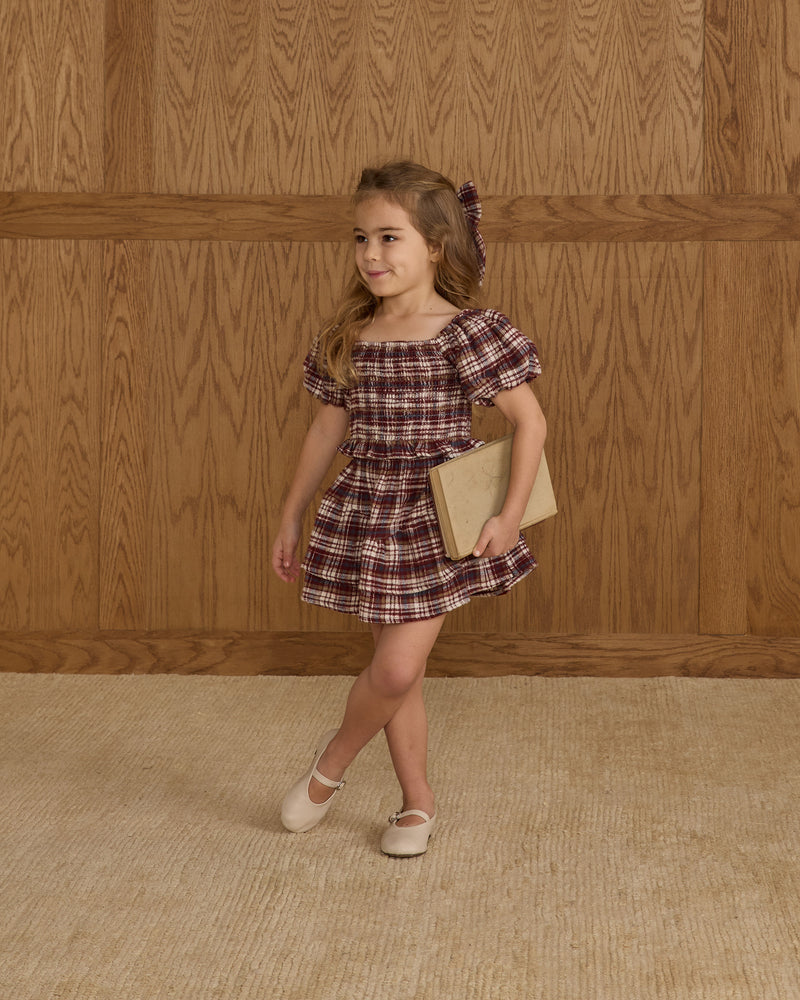 Tiered Mini Skirt || Burgundy Plaid