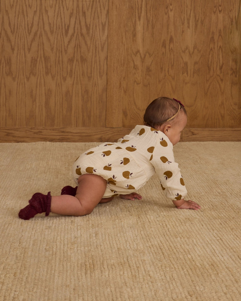 Long Sleeve Bubble Romper || Golden Apples, , Rylee + Cru - All The Little Bows
