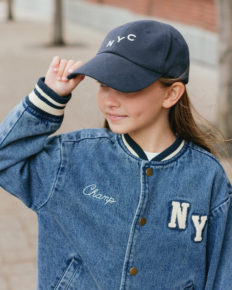 Varsity Jacket || Indigo Denim, , Rylee + Cru - All The Little Bows