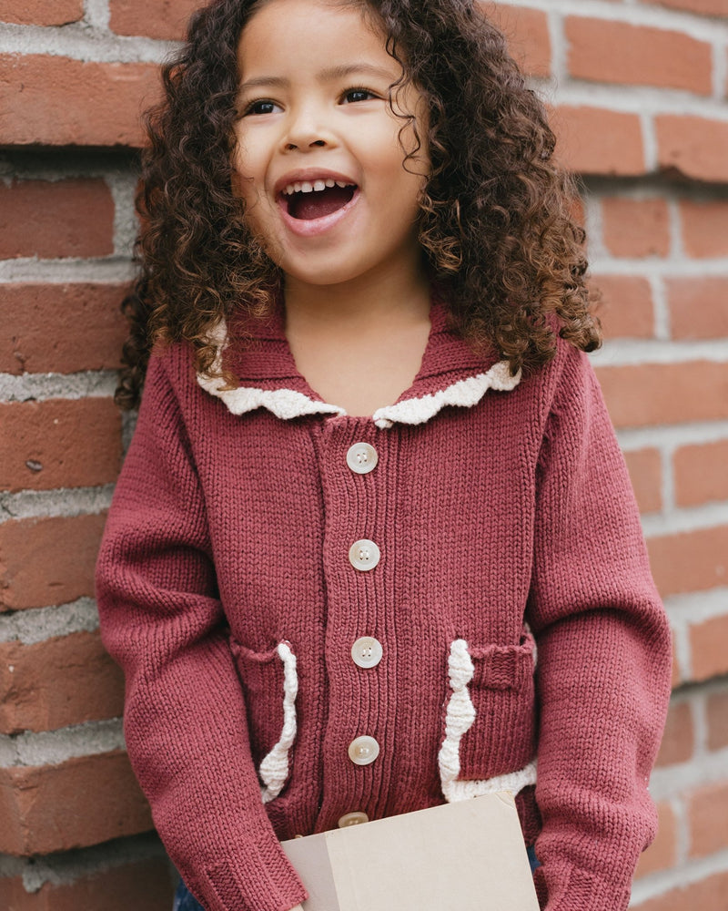 Collared Cardigan || Burgundy, , Rylee + Cru - All The Little Bows