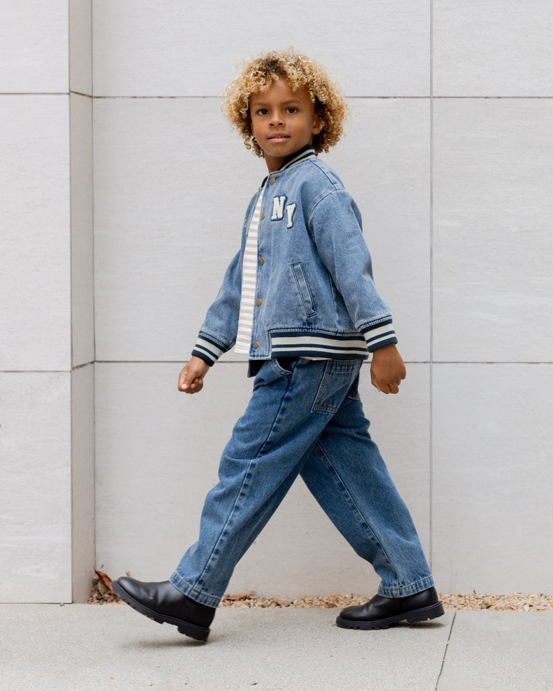 Varsity Jacket || Indigo Denim, , Rylee + Cru - All The Little Bows