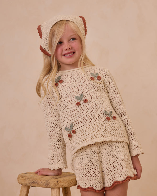 Crochet Knit Pullover || Cherries