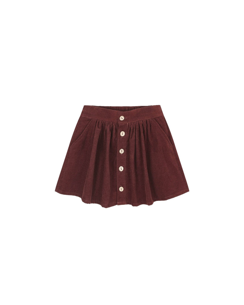 Button Front Mini Skirt || Burgundy, , Rylee + Cru - All The Little Bows