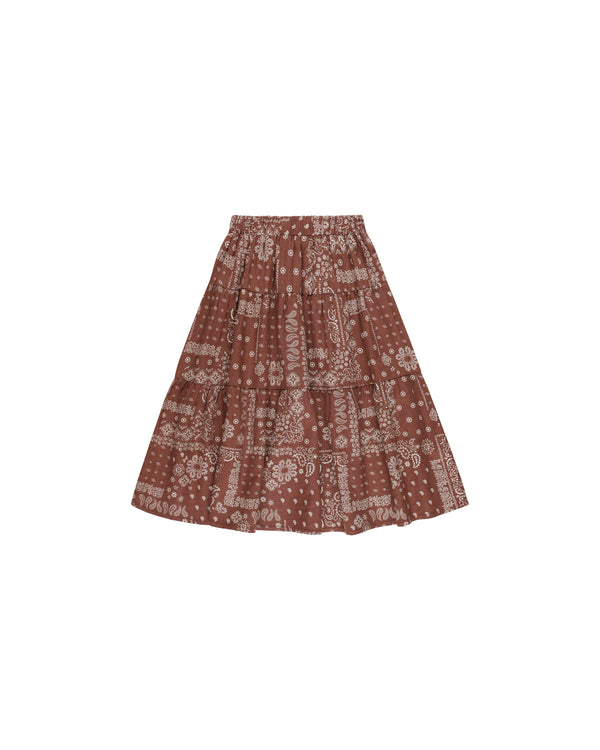 Tiered Midi Skirt || Brick Bandana