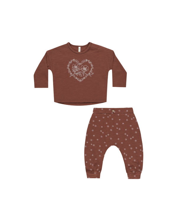 Long Sleeve Tee + Pant Set || Posey Heart