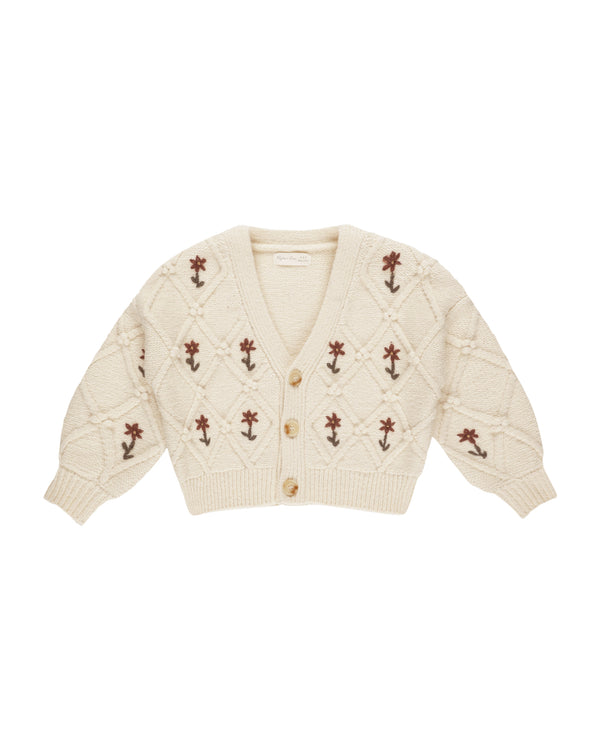 Boxy Cardigan || Winter Floral Embroidery