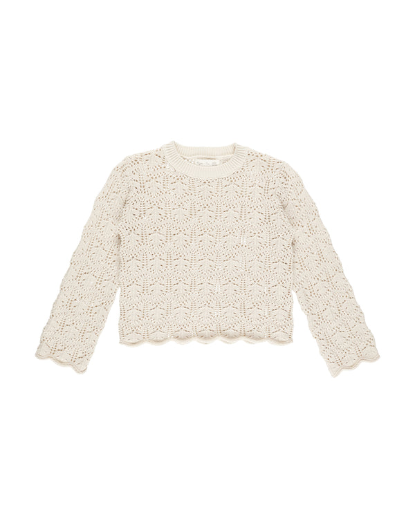 Crochet Knit Pullover || Natural