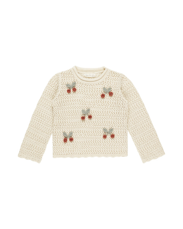 Crochet Knit Pullover || Cherries