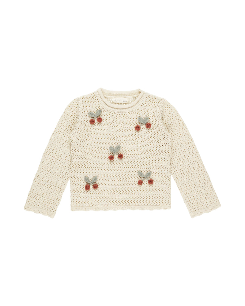 Crochet Knit Pullover || Cherries