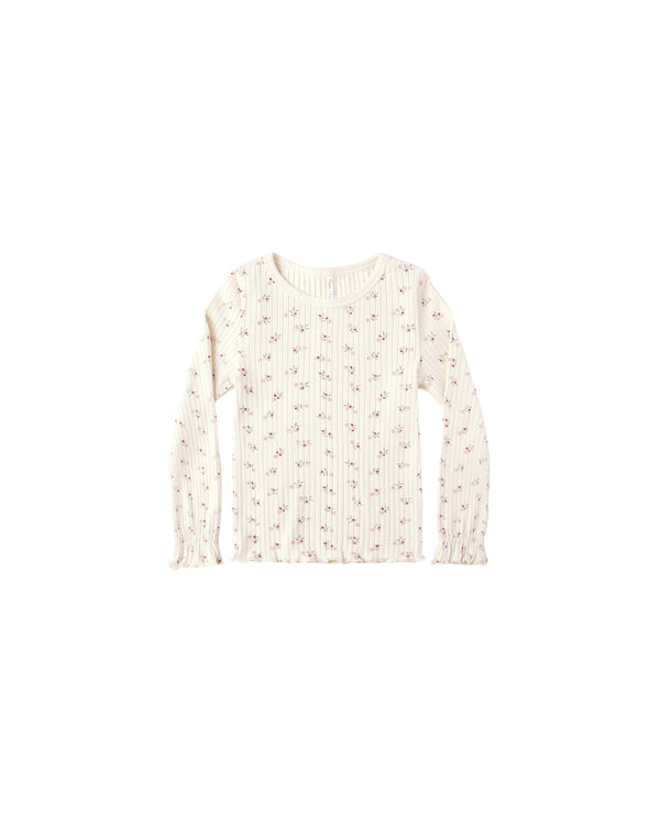 Ribbed Long Sleeve Top || Natural Ditsy