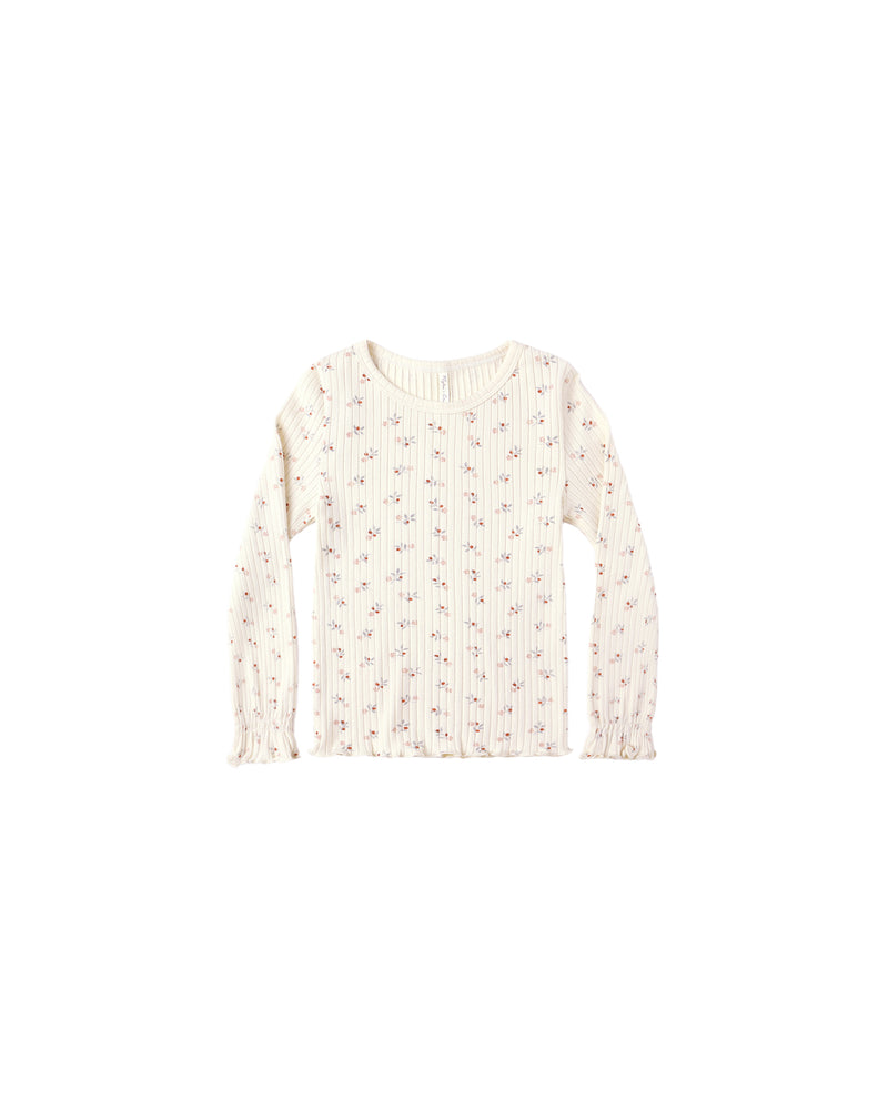 Ribbed Long Sleeve Top || Natural Ditsy