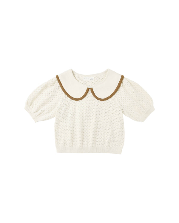 Pointelle Collared Top || Natural