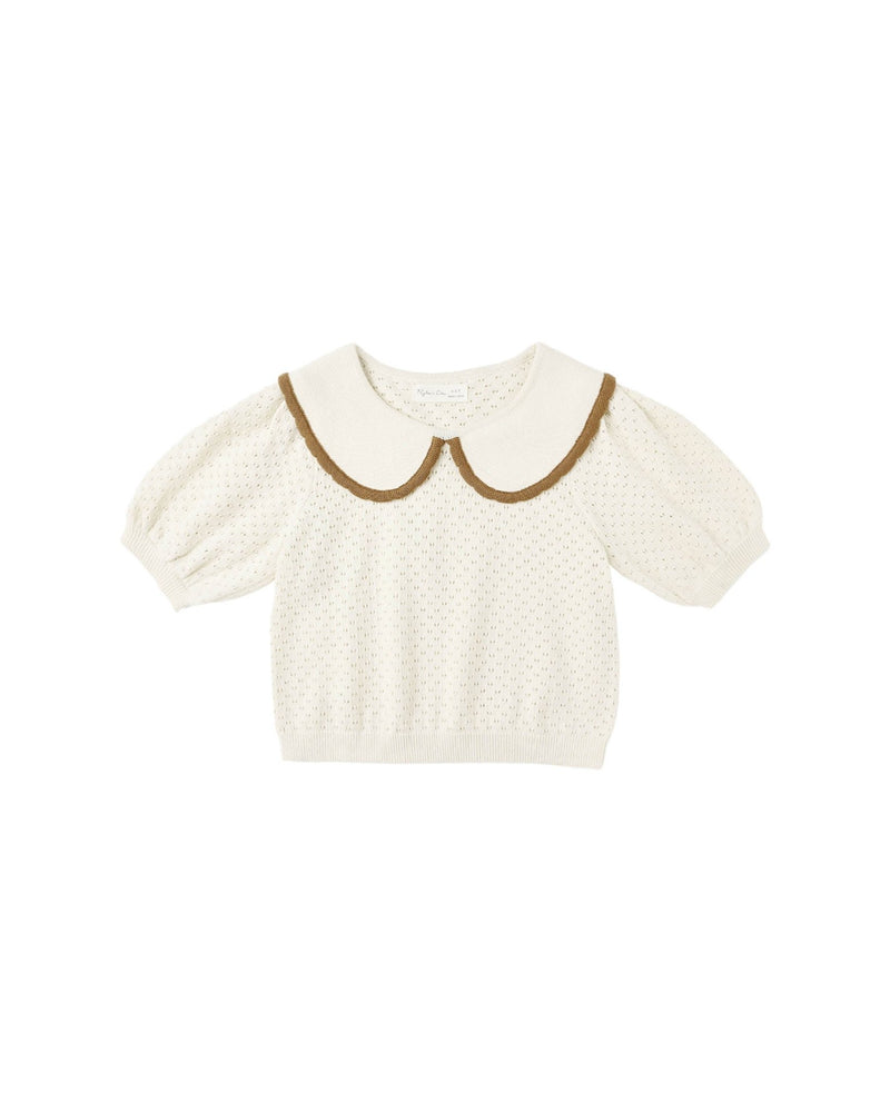 Pointelle Collared Top || Natural, , Rylee + Cru - All The Little Bows