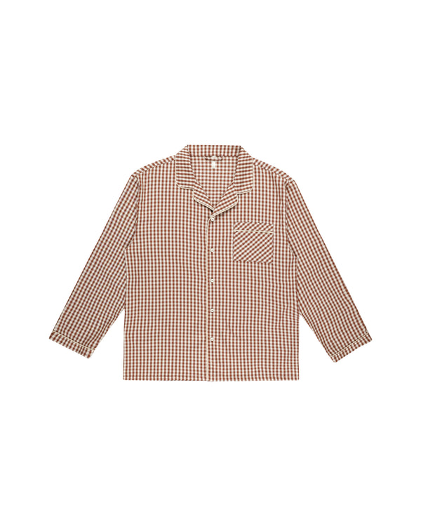 Men's Pajama Top || Brick Gingham