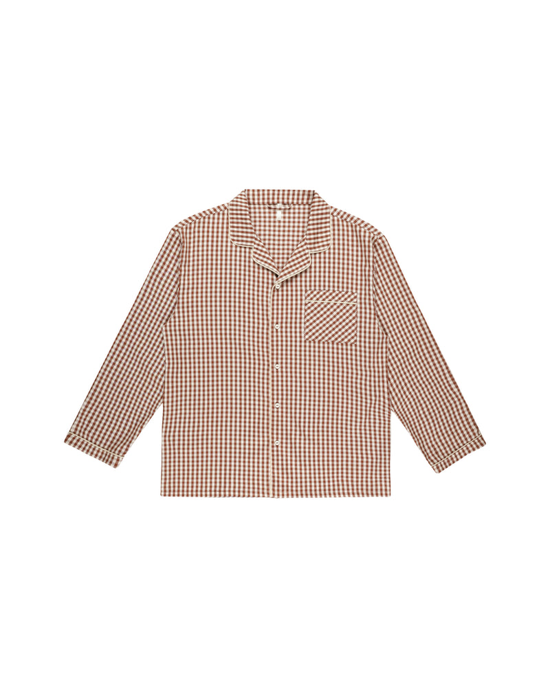 Men's Pajama Top || Brick Gingham