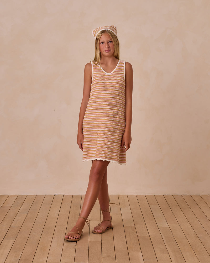 Crochet Tank Mini Dress || Pink Stripe (+ Teen)