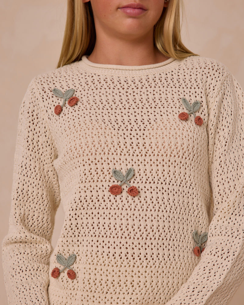 Teen Crochet Knit Pullover || Cherries